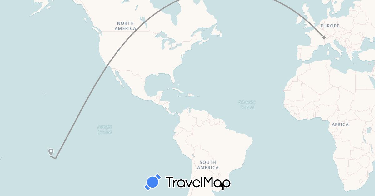 TravelMap itinerary: driving, plane in Switzerland, French Polynesia (Europe, Oceania)